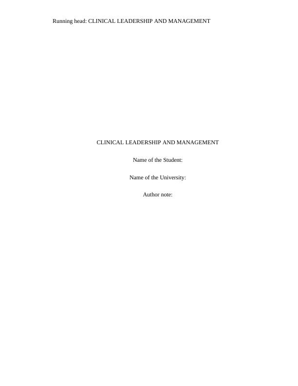 Clinical Leadership and Management_1