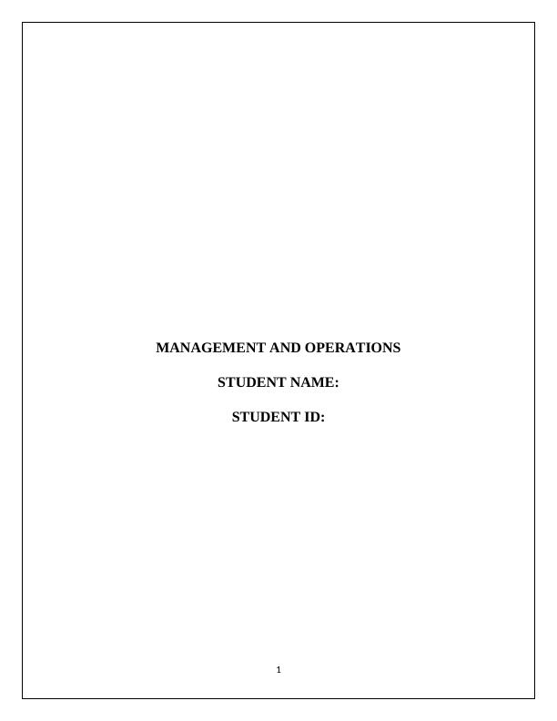 Operations Management Analysis of Asda : Report_1