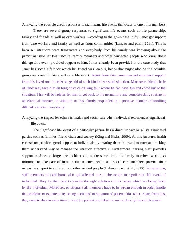 significant life events essay