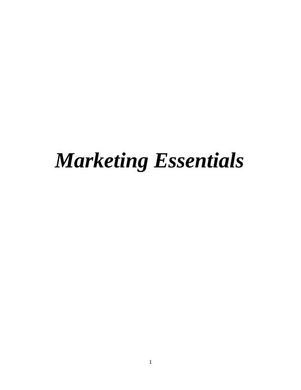 (PDF) Marketing Essentials Project | Assignment_1