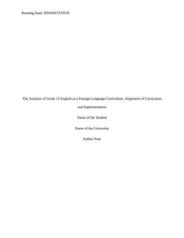 The Analysis of Grade 12 English as a Foreign Language Curriculum: Alignment of Curriculum and Implementation_1