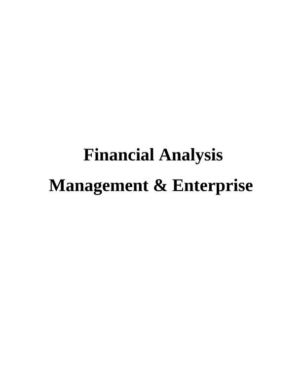 Financial Analysis and Management Assignment Sample_1