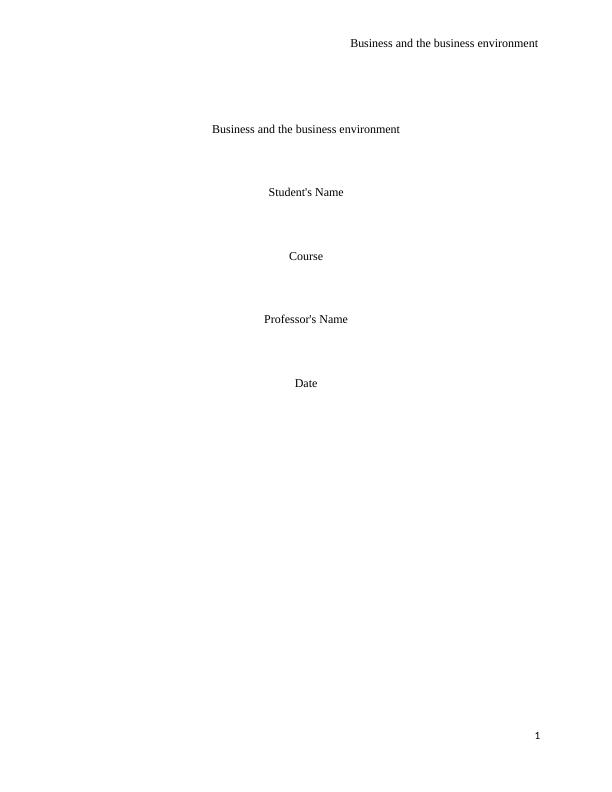 Business Environment Assignment : Unilever_1