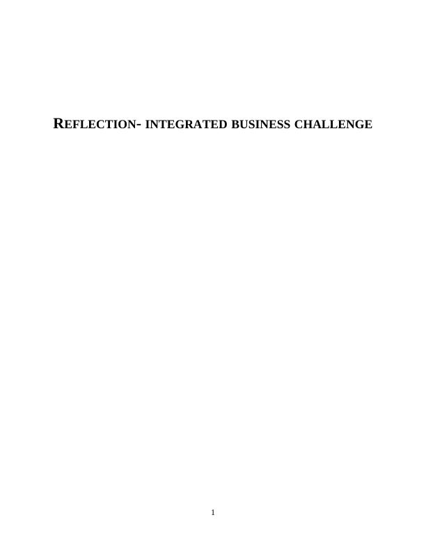 Reflection Integrated Business Challenge_1