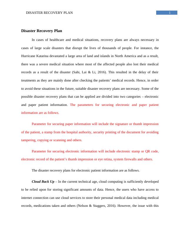 Assignment on the Disaster Recovery Plan_2