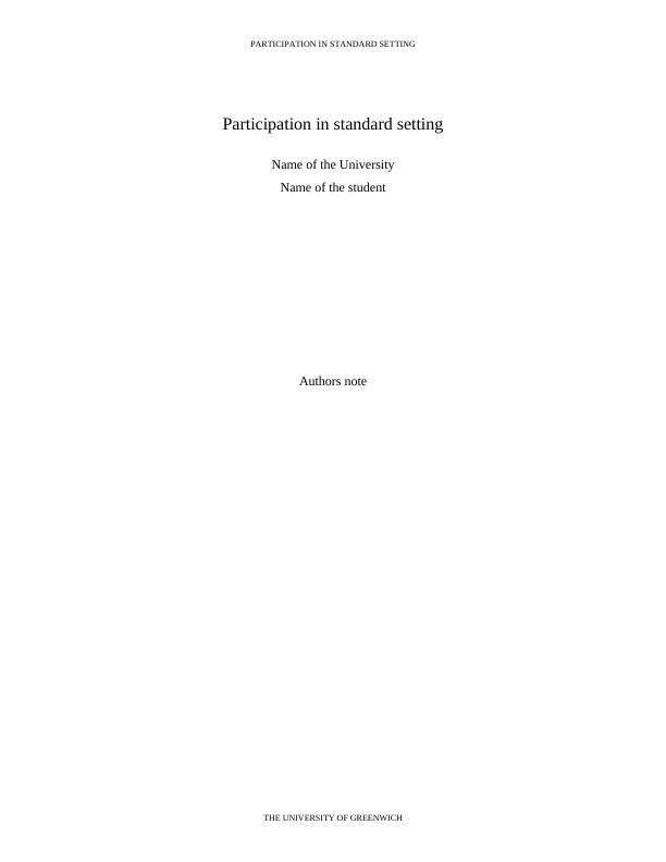 Report on Participation in Standard Setting_1