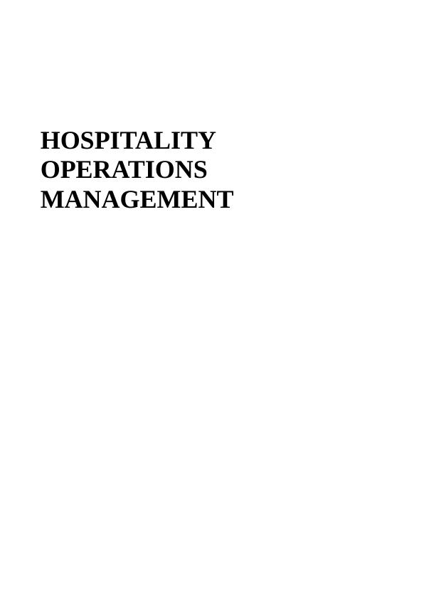Hospitality Operations Management : Doc_1