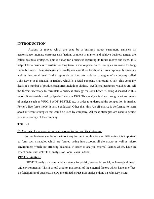 Analysis of Macro-Environment and Internal Environment of John Lewis_4