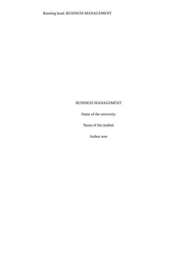 Business  Management  :  Assignment   Sample  PDF_1