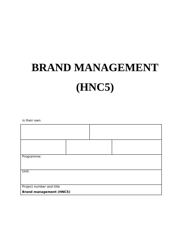 Assignment on Brand Management (HNC5)_1