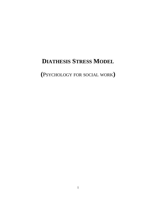 Diathesis Stress Model | Brief_1