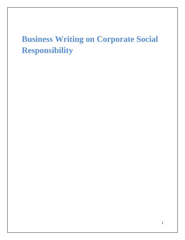 Business Writing on Corporate Social Responsibility_1