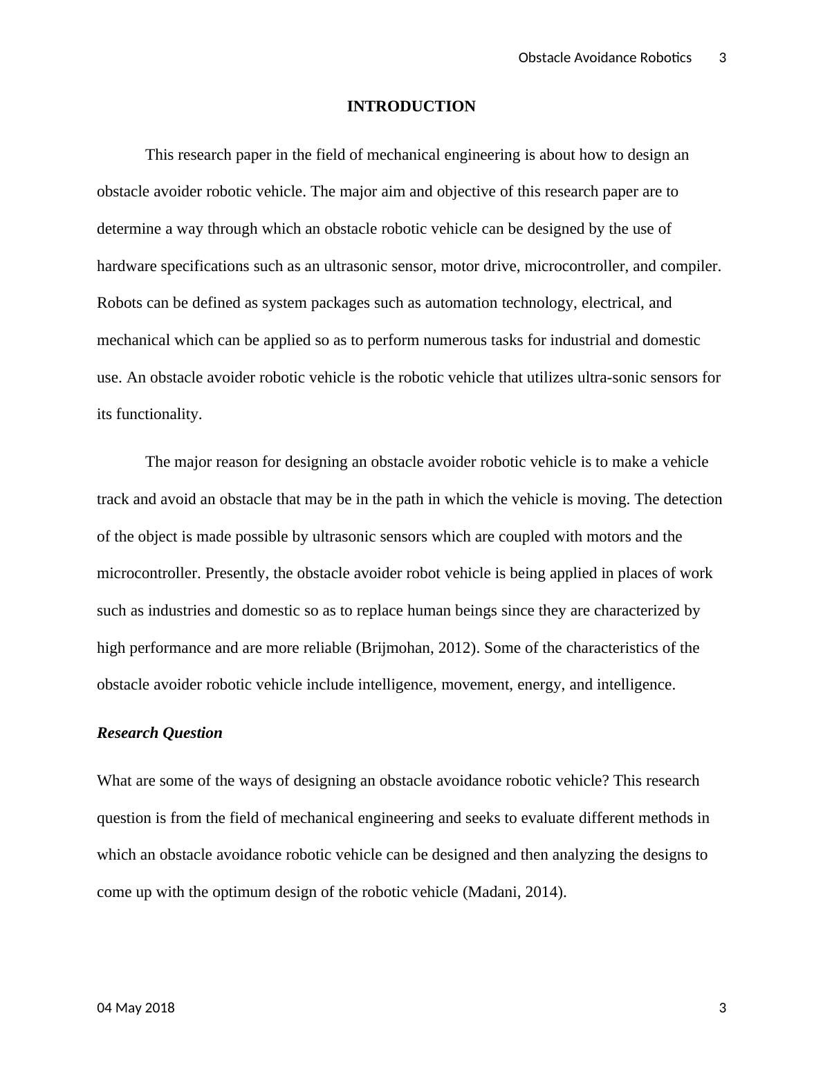 Obstacle Avoidance Robotics Assignment Pdf