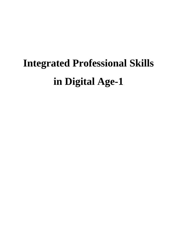 Integrated Professional Skill in  Digital Age :|Assignment_1