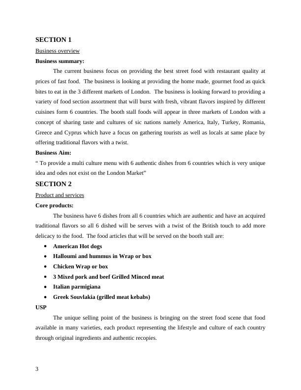 food stall business plan pdf