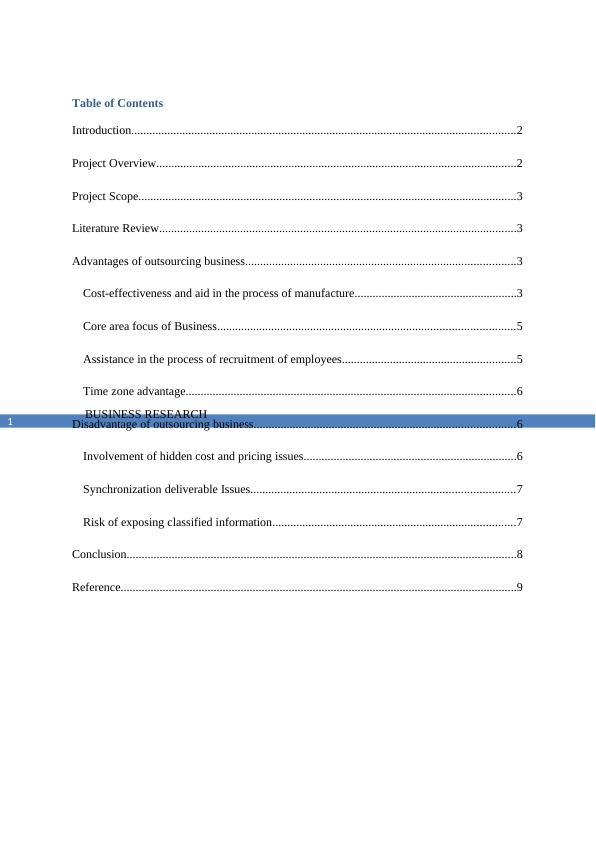BUSINESS RESEARCH 3 3 Business Research Name of the Student Name of the University Author Notes Introduction 2 Project Scope 3 Business Research Scope 3 Business Research Scope 3 Business Research Sco_2