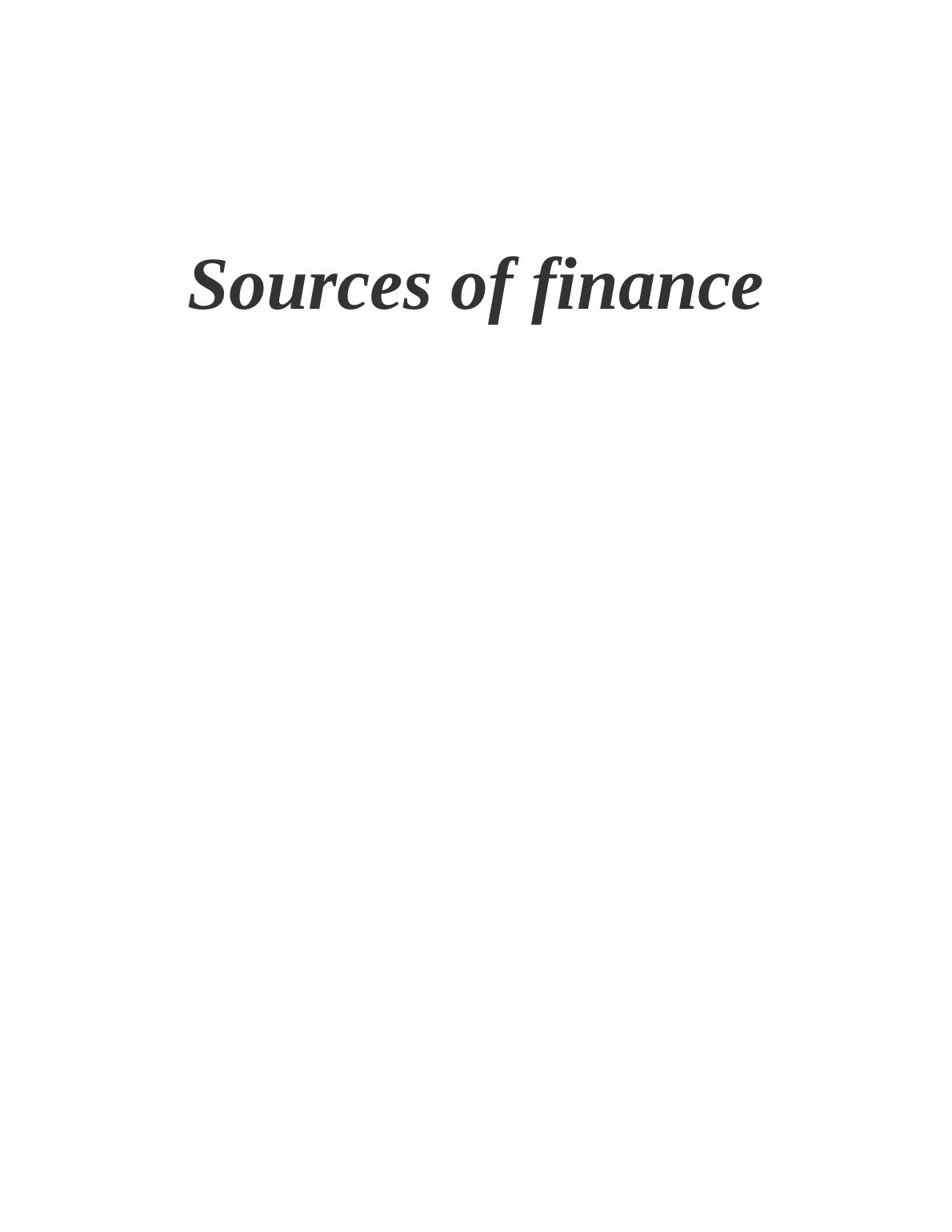 sources of finance essay