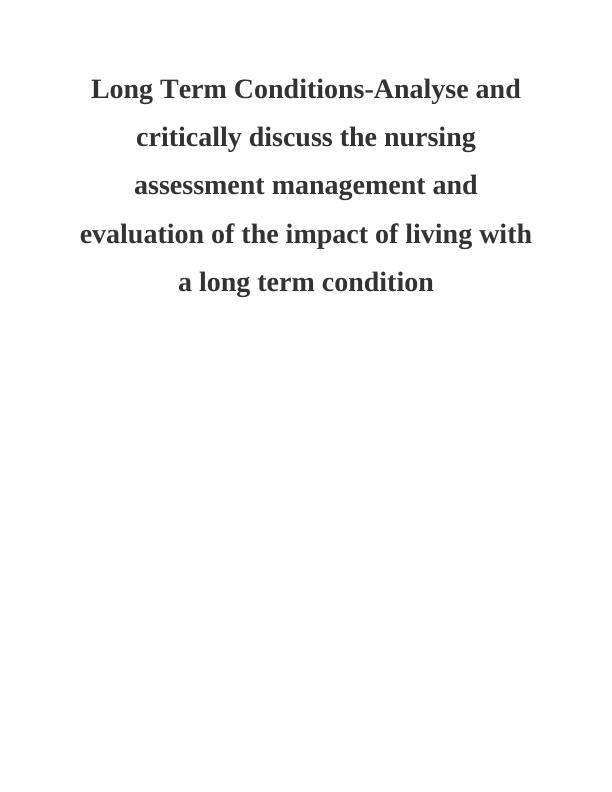 Nursing Assessment and Management of Living with a Long Term Condition_1