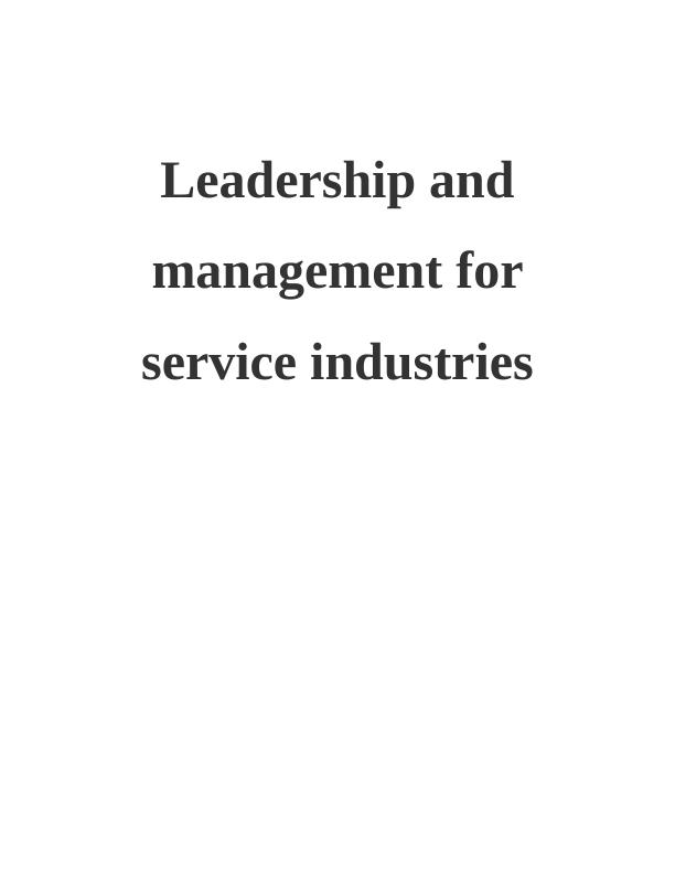 Leadership and Management for Service Industries - TUI Group PDF_1