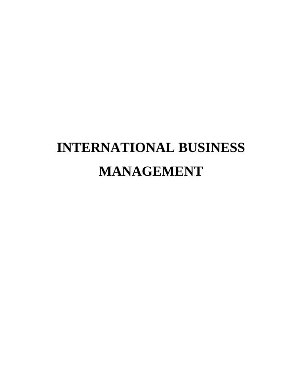 International Business Management - Solved Assignment_1