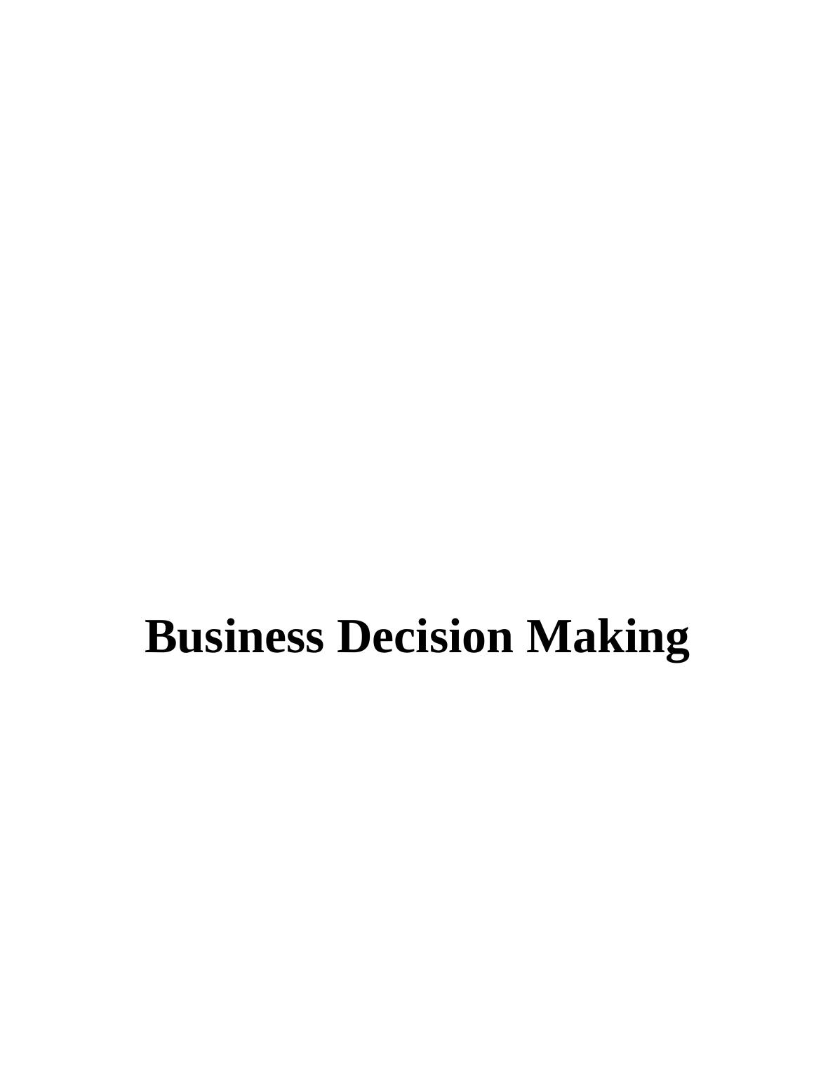 Business Decision Making - TUI Group_1