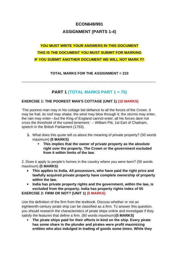 ECON649 Economic Analysis : Assignment_1