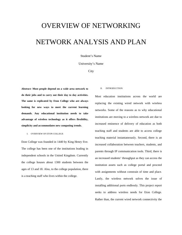 Overview of Networking Assignment 2022_1