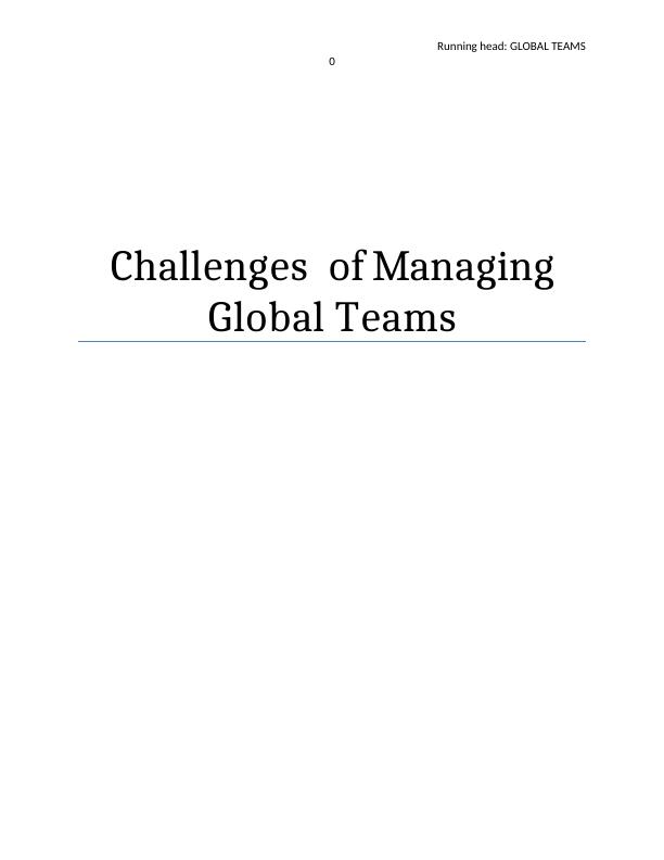 Project On Challenges in Global Team - HI6008_1