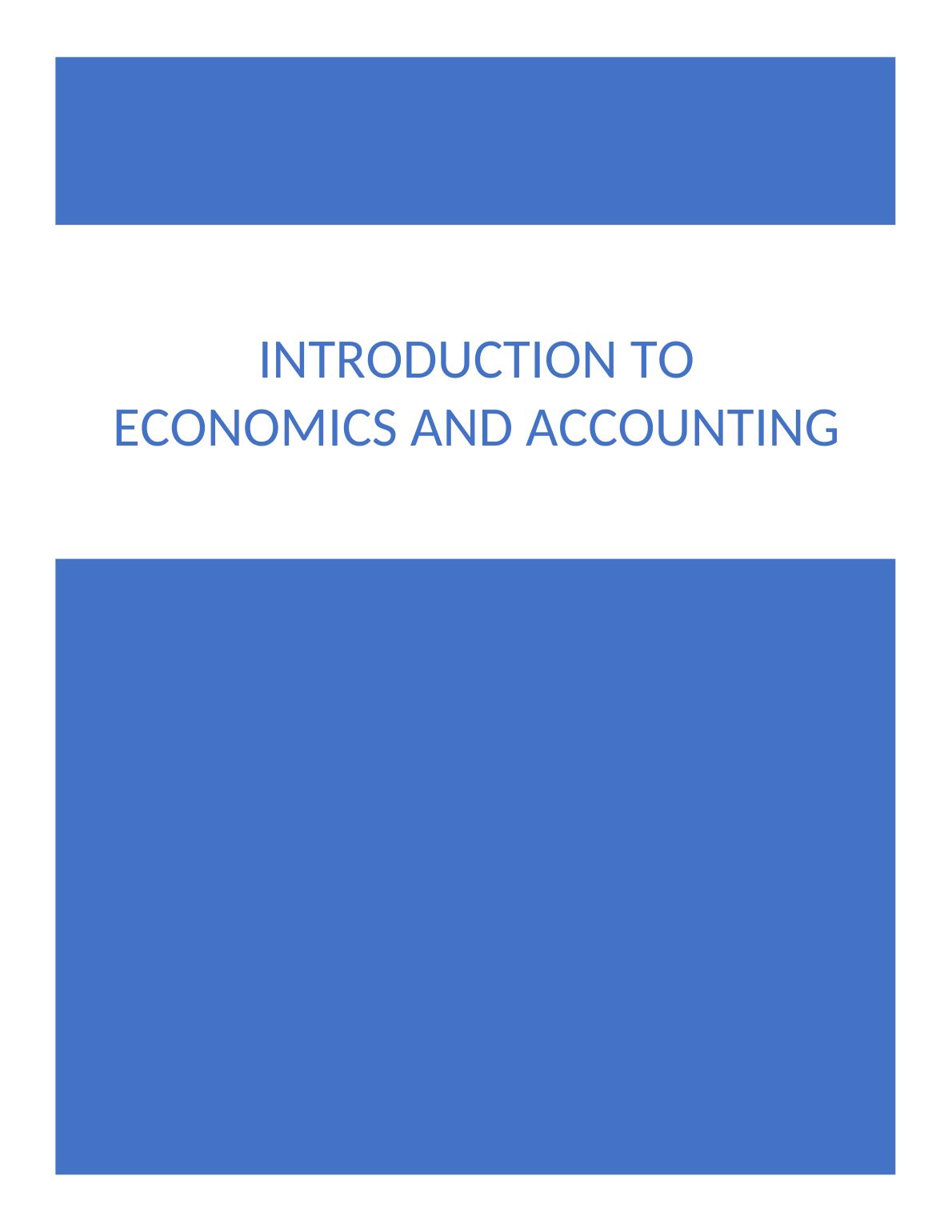 Introduction To Economics And Accounting