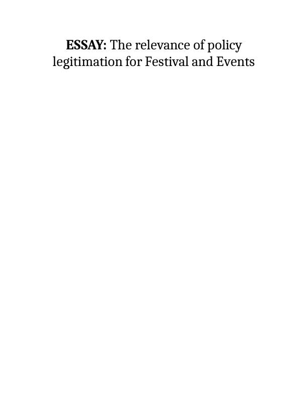 Government Policy Legitimation for Festival | Essay_1
