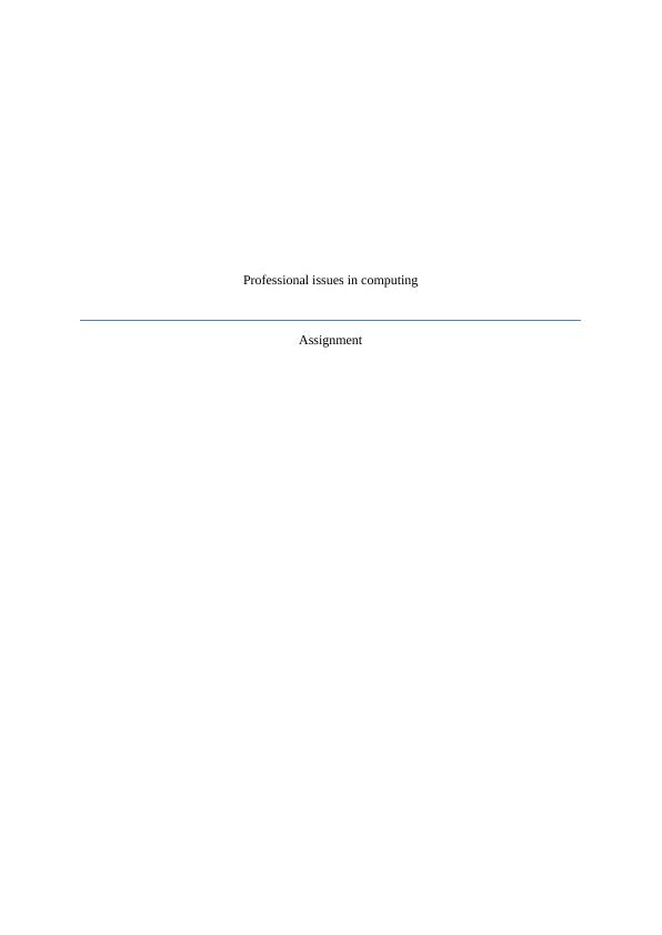 Professional Issues in Computing - Assignment_1