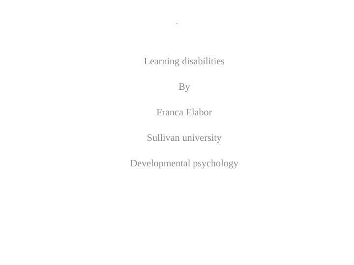 Learning Disabilities | PPT_1