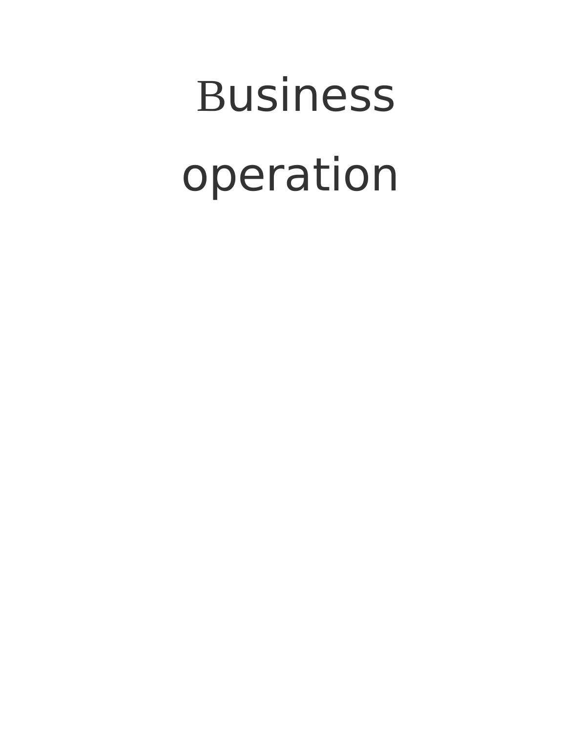 business operations assignment