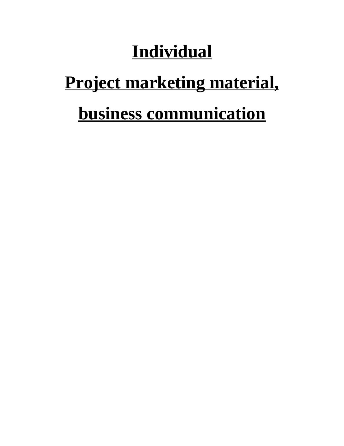 Business Communication: Sample Assignment_1