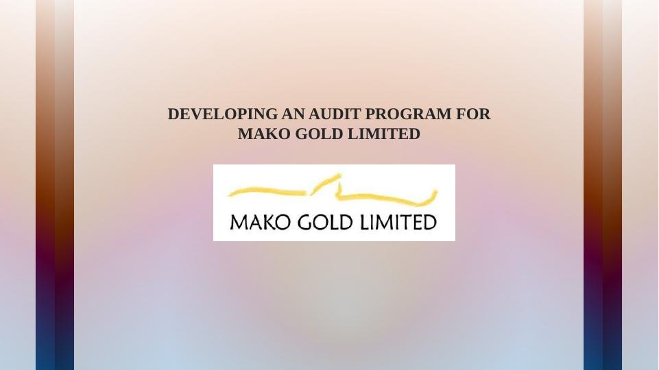 Developing an Audit Program for Mako Gold Limited_1