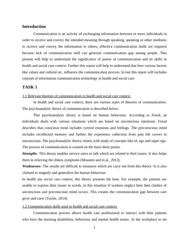 Psychoanalytic Theory of Communication : Report_3