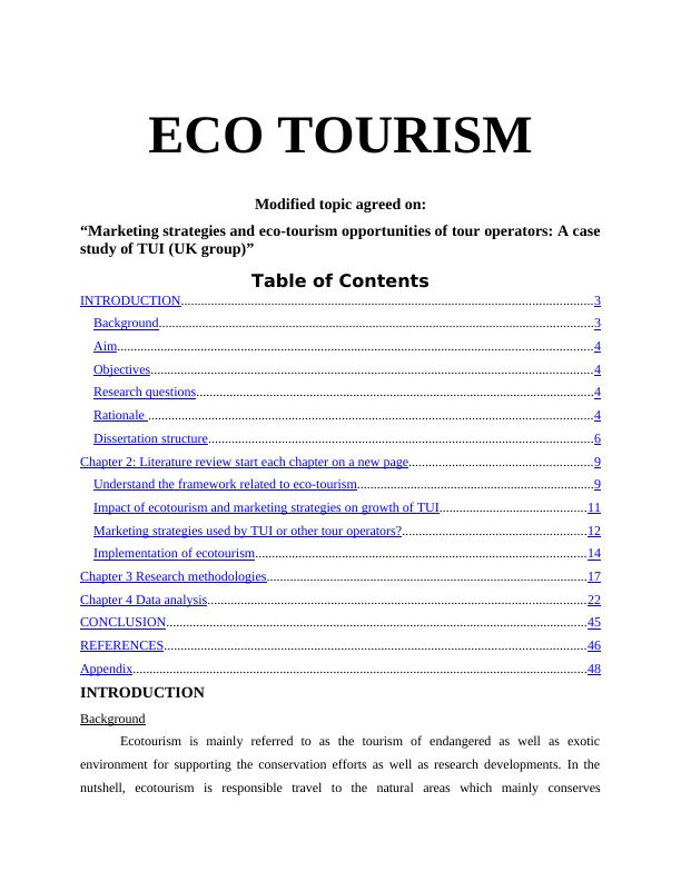 Marketing strategies and eco-tourism opportunities of tour operators: A case study of TUI (UK group)_1