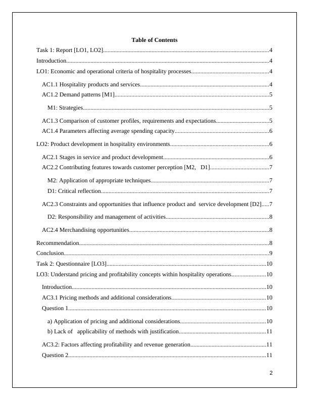 UNIT 12 Task 1: Report on Economic and Operational Criteria of Hospitality Operations Management_2