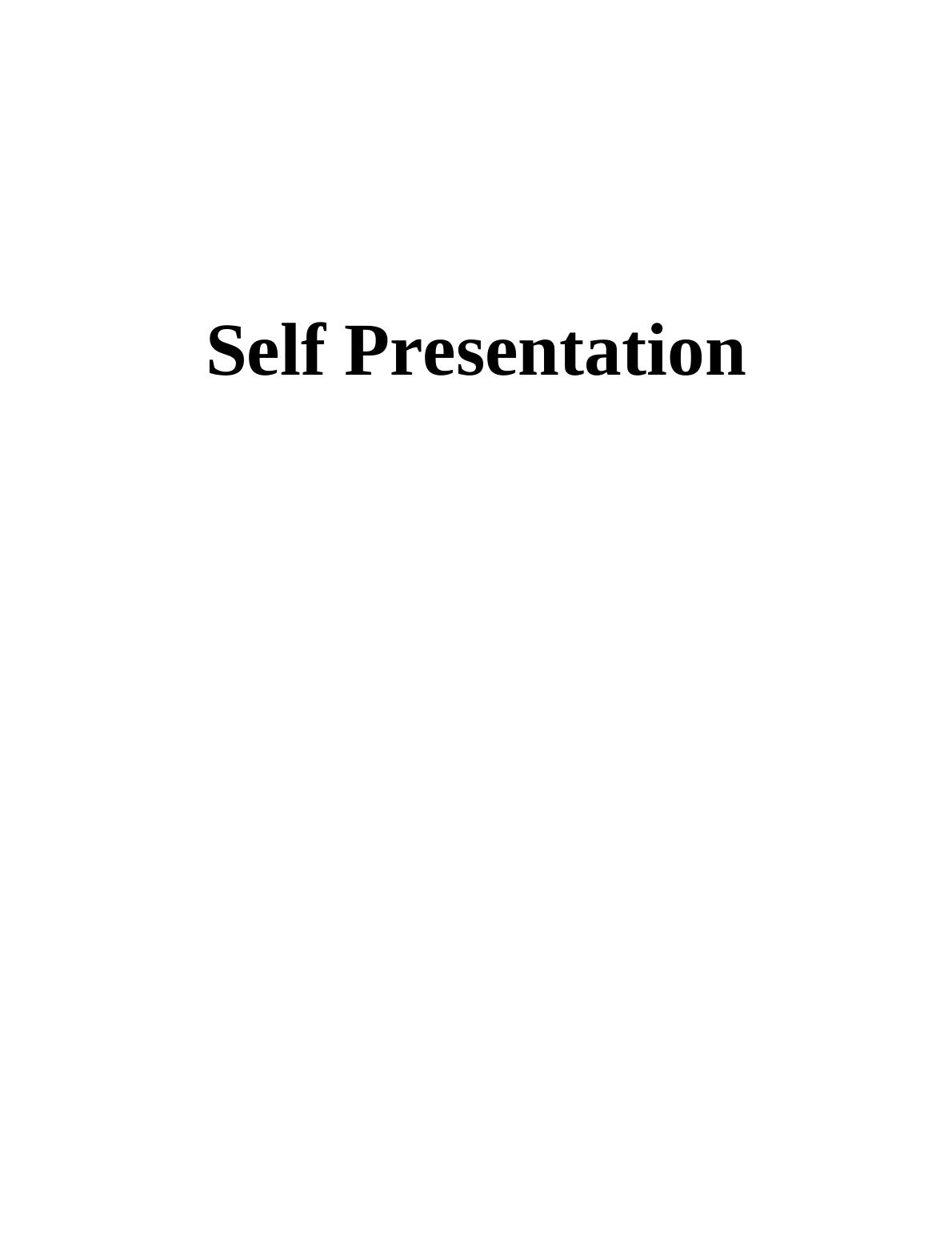 self presentation refers to