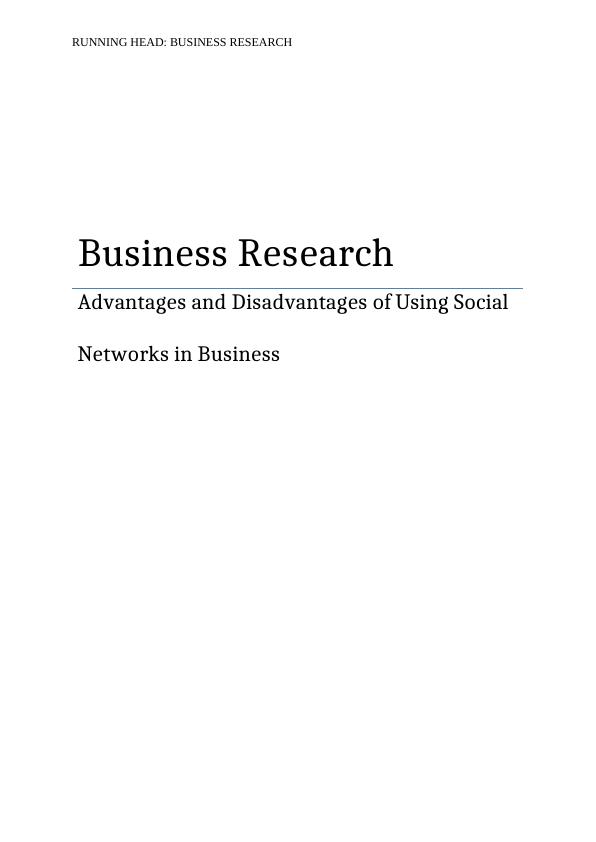 Business Research Assignment - Use of Social Network_1