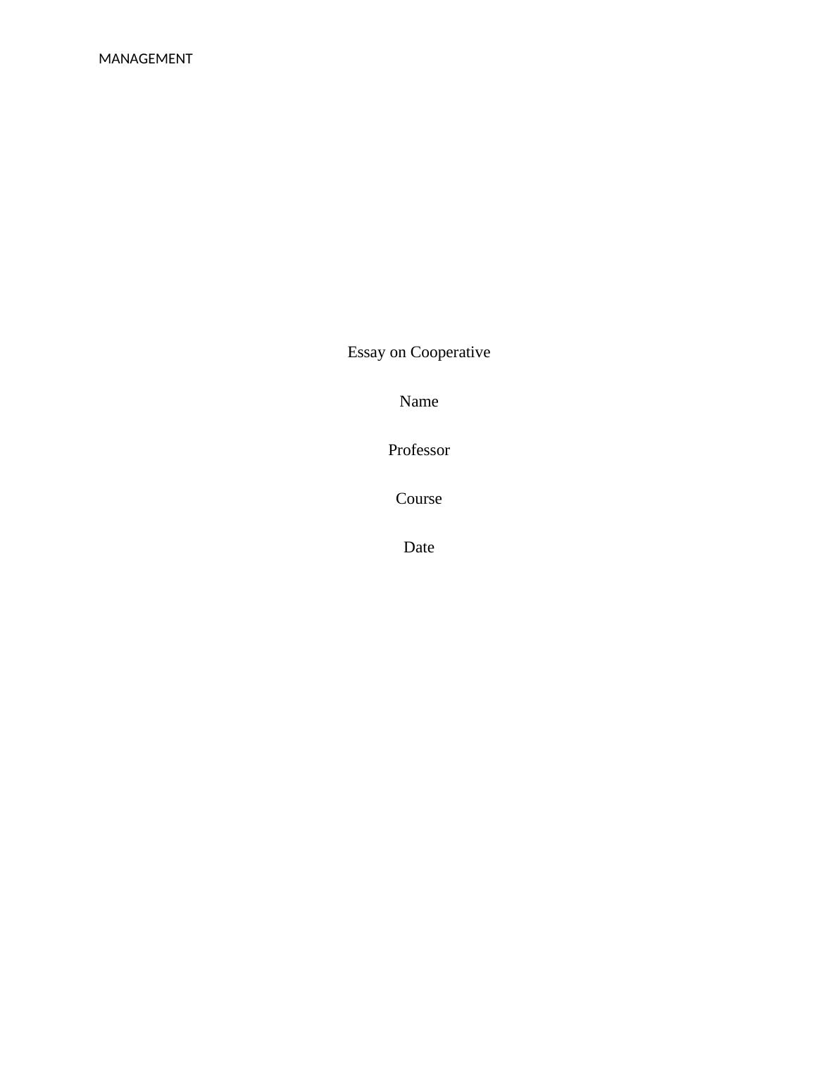 essay about cooperative management