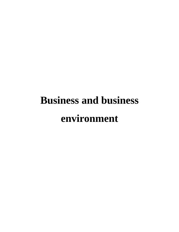 Business and Business Environments Assignment_1