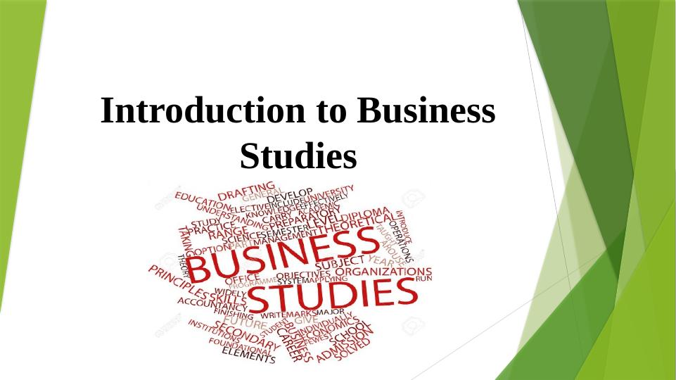 Introduction To Business Studies