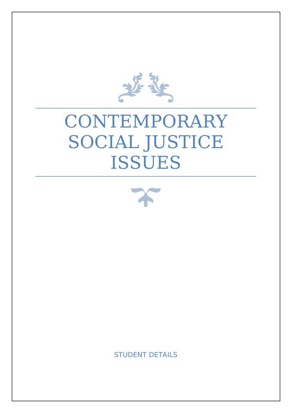 Contemporary Social Justice Issues: Poverty, Domestic Violence, Refugee Resettlement_1