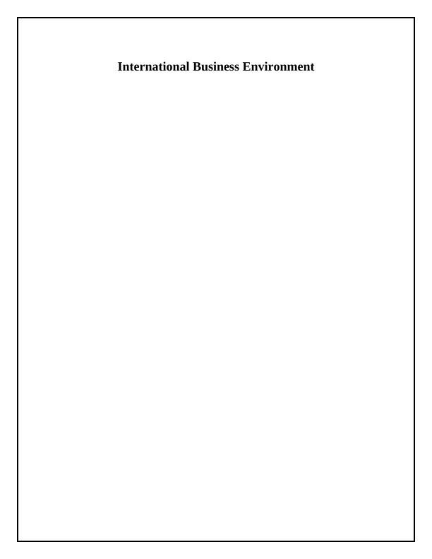 International Business Environment : Essay_1