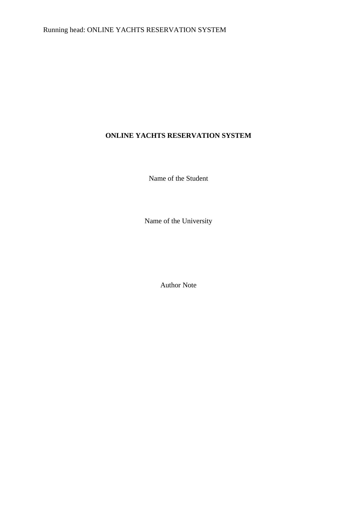 Online Yachts Reservation System | Report_1