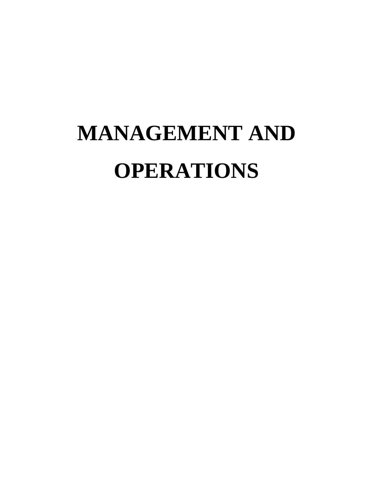 Management and Operations Assignment  Essay_1