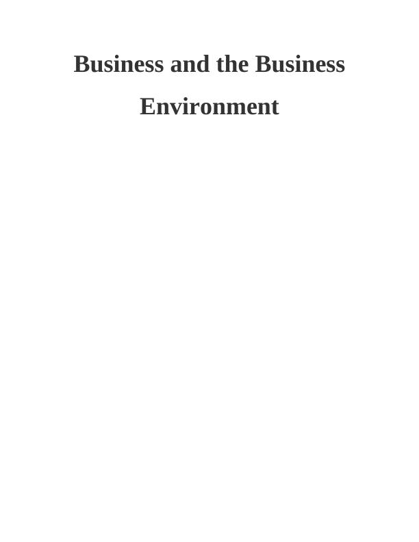 Business and the Business Environment - SWOT Analysis_1