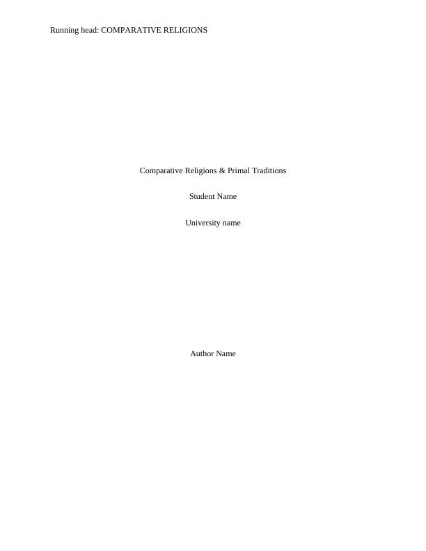 Comparative Religions & Primal Traditions- Doc_1