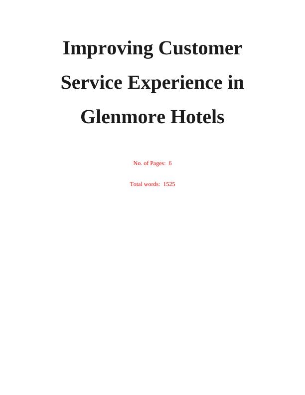 Improving Customer Service Experience Essay - Glenmore Hotel_1